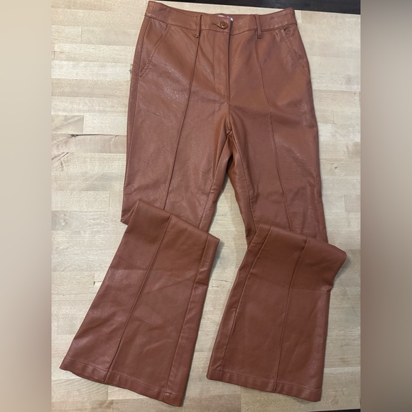 Urban Outfitters Pants - Urban Outfitters Tan Flare faux Leather Pants